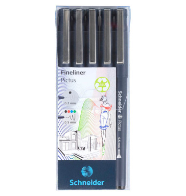 Pictus Fineliner-Set schwarz