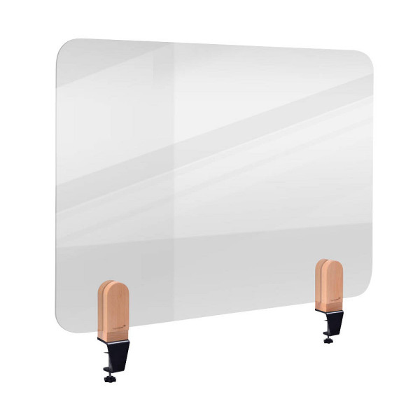 8713797101257 - transparente Tischtrennwand Elements Acrylglas inkl 2 Tischklemmen B 800 x H 600 x T 5 mm