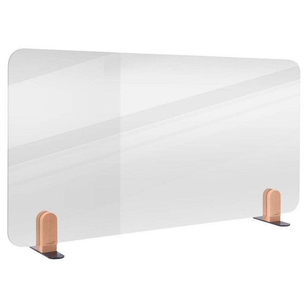 8713797101295 - transparente Tischtrennwand Elements Acrylglas inkl 2 Fußhalterungen B 1200 x H 600 x T 5 mm