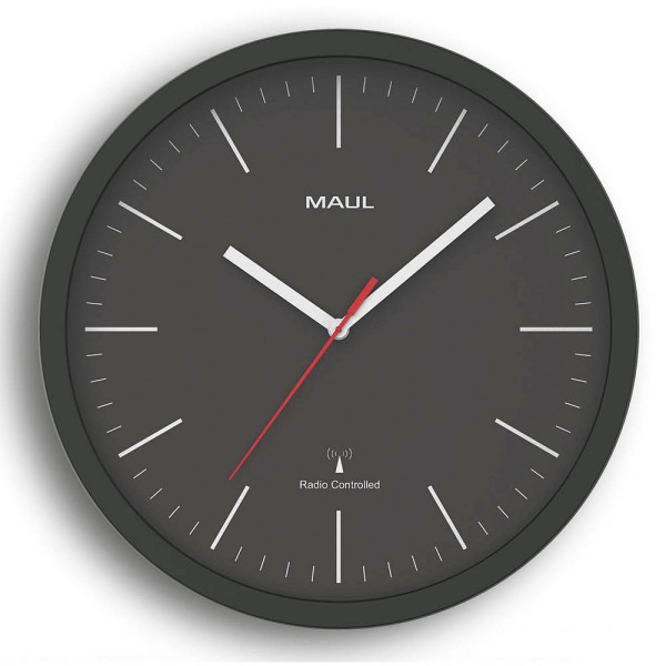 4002390083935 - Funk Wanduhr MAULjump rund für Innenräume Minuten & Stundeneinheiten ∅ 305 mm Kunststoff & Mineralglas schwarz-weiß inkl Batterie