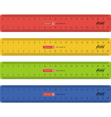 Lineal 20,0 cm, rot, gelb, grün oder blau Lineal 20,0 cm, rot, gelb, grün oder blau