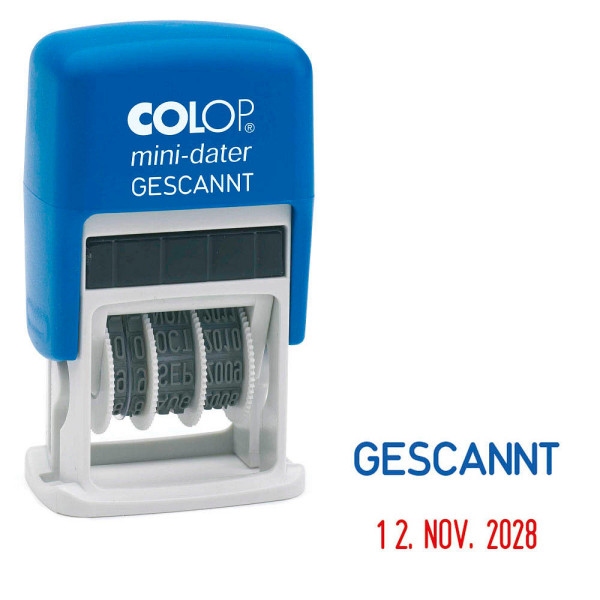 9004362495376 - Text- und Datumsstempel mini dater S160 L6 mit Text GESCANNT + Datum Kunststoff Schrifthöhe 4mm 9004362495376 Colop 9004362495376 - Text- und Datumsstempel mini dater S160 L6 mit Text GESCANNT + Datum Kunststoff Schrifthöhe 4mm 9004362495376 Colop