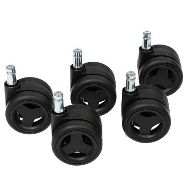 Bürostuhl-Ersatzrollen 6991-4, Stiftlänge 22mm, StiftØ 11mm, für Hartboden, schwarz Bürostuhl-Ersatzrollen 6991-4, Stiftlänge 22mm, StiftØ 11mm, für Hartboden, schwarz