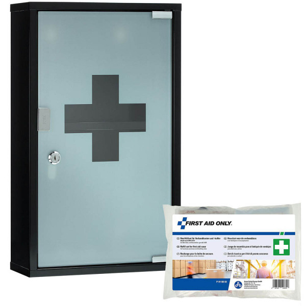 4027521523708 - Medizinschrank DIN 13157 schwarz 4027521523708 FIRST AID ONLY