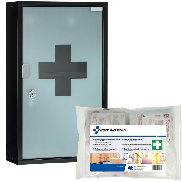 4027521523715 - Medizinschrank DIN 13169 schwarz 4027521523715 FIRST AID ONLY