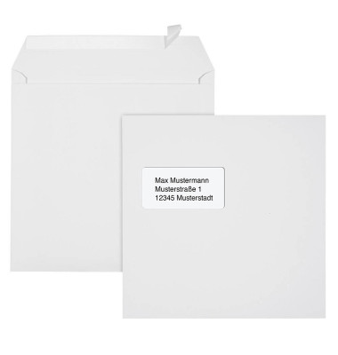 Briefumschläge quadratisch mit Fenster weiß 500 St.