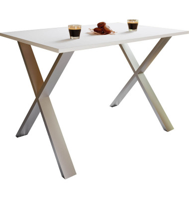 Esstisch Xona 916770, 76cm (H), 80x50cm (BxT), rechteckig, weiß / silber Esstisch Xona 916770, 76cm (H), 80x50cm (BxT), rechteckig, weiß / silber