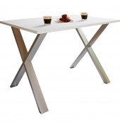 Esstisch Xona 916830, 76cm (H), 80x80cm (BxT), quadratisch, weiß / silber