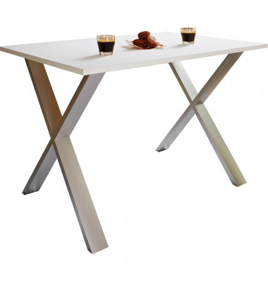 Esstisch Xona 916830, 76cm (H), 80x80cm (BxT), quadratisch, weiß / silber Esstisch Xona 916830, 76cm (H), 80x80cm (BxT), quadratisch, weiß / silber