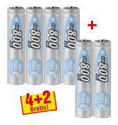 4+2 GRATIS: Akkus maxE Micro AAA 800 mAh