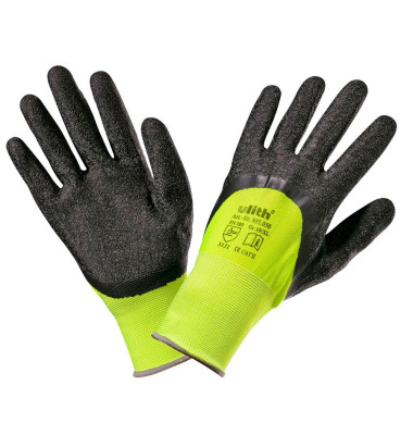 Arbeitshandschuhe, Latexkautschuk, schwarz/neongelb, Größe 8 / M