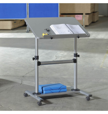 Sitz-Steh-Schreibtisch, manuell höhenverstellbar, 73-110cm (H), 80x60cm (BxT), rechteckig, Alu / weißaluminium