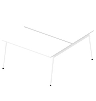 Doppelschreibtisch ohne X3AE8140/2U9Z, 75cm (H), 140x164cm (BxT), rechteckig, weiß / weiß