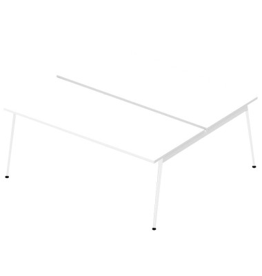 Doppelschreibtisch ohne X3AE8180/2U9Z, 75cm (H), 180x164cm (BxT), rechteckig, weiß / weiß