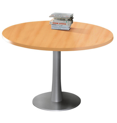 Konferenztisch ohne COTC12C/FAA, 74cm (H), 120x120cm (BxT), rund, buche / silber Konferenztisch ohne COTC12C/FAA, 74cm (H), 120x120cm (BxT), rund, buche / silber