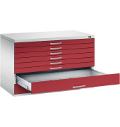 7100 Planschrank rot/grau 8 Schubladen