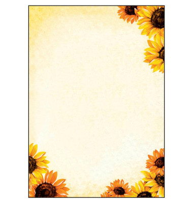 Briefpapier DP129, beige/orange, Sonnenblumen, A4, 90g