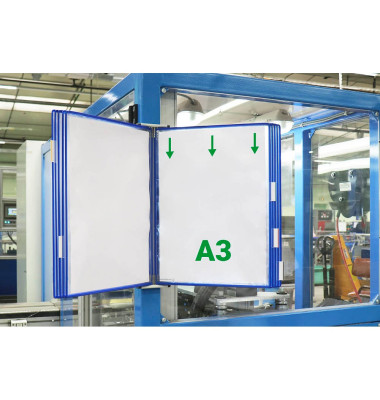 Wand-Sichttafelsystem DIN A3 blau mit 10 St. Sichttafeln