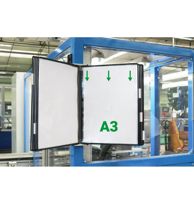 Wand-Sichttafelsystem DIN A3 schwarz mit 10 St. Sichttafeln