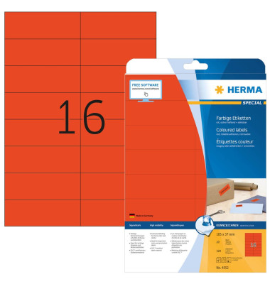 Etiketten Special 4552, rot, 105x37mm, rechteckig