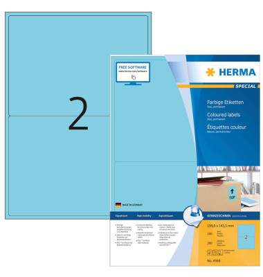 Etiketten Special 4568, blau, 199,6x143,5mm, rechteckig