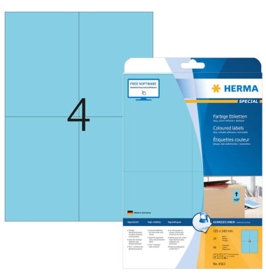 Etiketten Special 4563, blau, 105x148mm, rechteckig