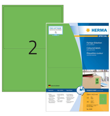 Etiketten Special 4569, gr&uuml;n, 199,6x143,5mm, rechteckig