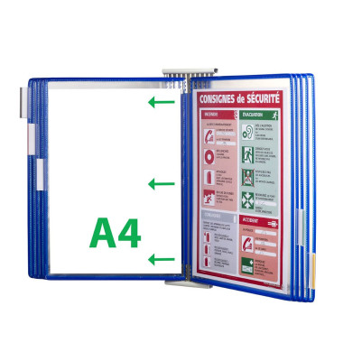 Wand-Sichttafelsystem DIN A4 blau mit 10 St. Sichttafeln