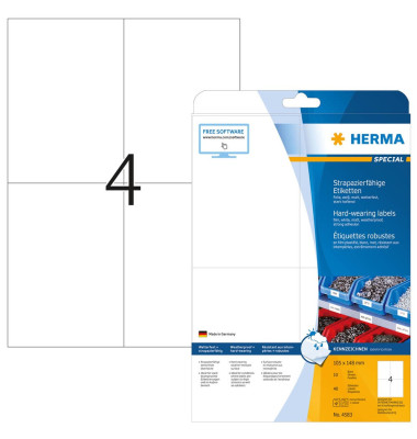 Folienetiketten Special 4583, wei&szlig;, 105x148mm (BxH), rechteckig