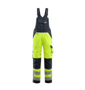 Arbeitshose Newcastle, Warnschutz, Unisex, hi-vis gelb/schwarzblau, Größe 110