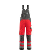 Arbeitshose Newcastle, Warnschutz, Unisex, hi-vis rot/dunkelanthrazit, Größe 102