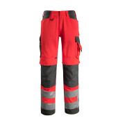 Arbeitshose Kendal, Warnschutz, Unisex, hi-vis rot/dunkelanthrazit, Größe 25