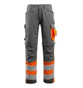 Arbeitshose Leeds, Warnschutz, Unisex, dunkelanthrazit/hi-vis orange, Größe 52