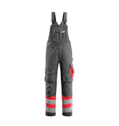 Arbeitshose Sunderland, Warnschutz, Unisex, dunkelanthrazit/hi-vis rot, Größe 52