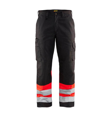 Arbeitshose 1564, Warnschutz, Unisex, schwarz/High Vis rot, Größe 54 Arbeitshose 1564, Warnschutz, Unisex, schwarz/High Vis rot, Größe 54