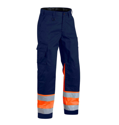 Arbeitshose 1564, Warnschutz, Unisex, marineblau/orange, Größe 22