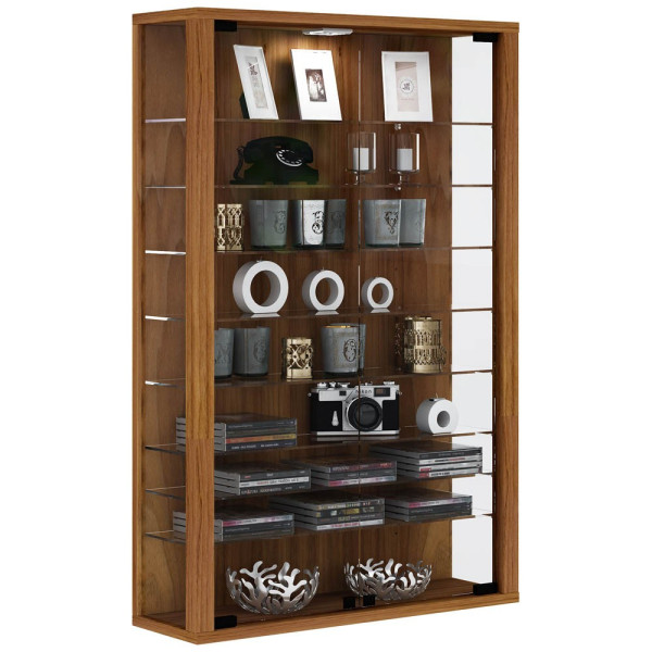 4051814336591 - Wandvitrine Vitrosa Mini mit LED-Beleuchtung 8 Einlegeböden 2 Flügeltüren B 590 x T 180 x H 910 mm Glas & Holz Kern-Nussbaum-Dekor 4051814336591 - Wandvitrine Vitrosa Mini mit LED-Beleuchtung 8 Einlegeböden 2 Flügeltüren B 590 x T 180 x H 910 mm Glas & Holz Kern-Nussbaum-Dekor