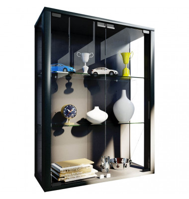 Udina Vitrine schwarz 2 Fachböden Udina Vitrine schwarz 2 Fachböden