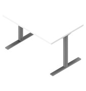Schreibtisch, 74cm (H), 120x80cm (BxT), rechteckig, weiß / silber