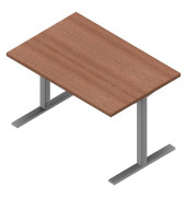 Schreibtisch, 74cm (H), 120x80cm (BxT), rechteckig, nussbaum canaletto / silber