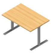 Schreibtisch, 74cm (H), 120x80cm (BxT), rechteckig, buche / silber