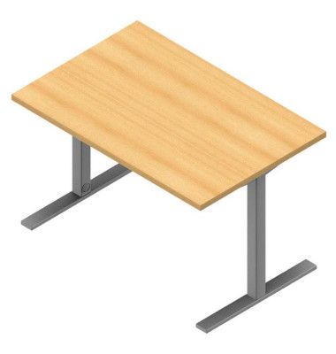 Schreibtisch, 74cm (H), 120x80cm (BxT), rechteckig, buche / silber