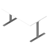 Schreibtisch, 74cm (H), 140x80cm (BxT), rechteckig, weiß / silber