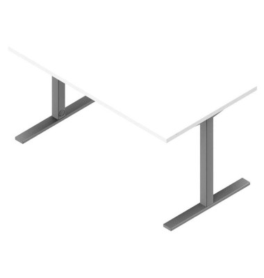 Schreibtisch, 74cm (H), 140x80cm (BxT), rechteckig, weiß / silber