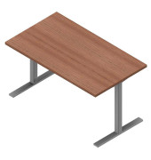 Schreibtisch, 74cm (H), 140x80cm (BxT), rechteckig, nussbaum canaletto / silber
