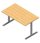 Schreibtisch, 74cm (H), 140x80cm (BxT), rechteckig, buche / silber