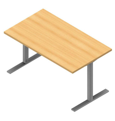 Schreibtisch, 74cm (H), 140x80cm (BxT), rechteckig, buche / silber Schreibtisch, 74cm (H), 140x80cm (BxT), rechteckig, buche / silber