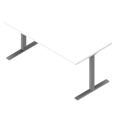 Schreibtisch, 74cm (H), 160x80cm (BxT), rechteckig, weiß / silber Schreibtisch, 74cm (H), 160x80cm (BxT), rechteckig, weiß / silber