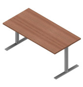 Schreibtisch, 74cm (H), 160x80cm (BxT), rechteckig, nussbaum canaletto / silber