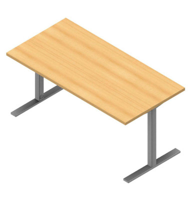 Schreibtisch, 74cm (H), 160x80cm (BxT), rechteckig, buche / silber